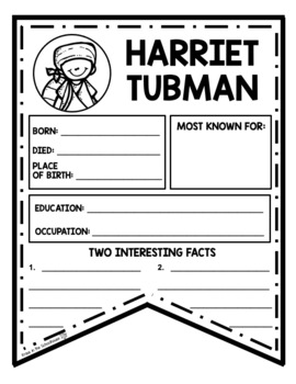 Harriet Tubman Research Activity Sheets and Graphic Organizers | TpT