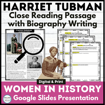 Preview of Harriet Tubman Activities Reading Passage Biography Writing 3rd 4th 5th Grade