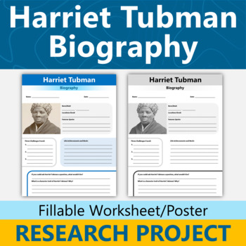 Preview of Harriet Tubman Biography Black History Research Project