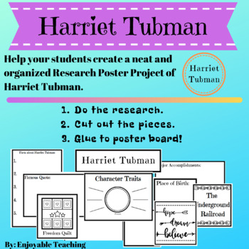 Preview of Harriet Tubman Biography Research Poster Writing Kit