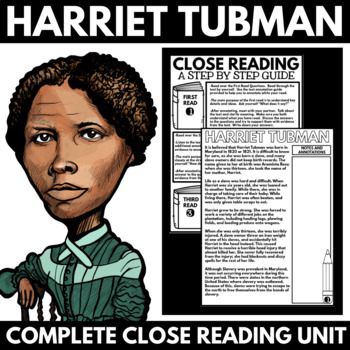 Preview of Harriet Tubman Close Reading - Black History Month - Underground Railroad