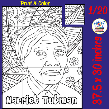 Preview of Harriet Tubman Collaborative Coloring Poster Activty for Women's History Month