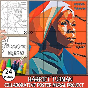 Preview of Harriet Tubman Collaborative Poster Women's & Black History Month-Teamwork-Craft
