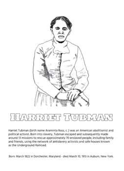 Preview of Harriet Tubman Coloring