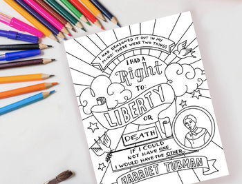 Harriet Tubman Coloring Page by Calico Cat Designs | TpT