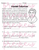 Harriet Tubman Comprehension / Cold Read / Passage