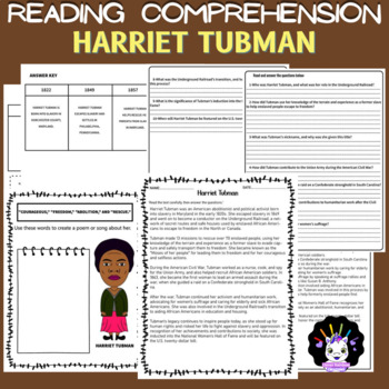 Preview of Harriet Tubman Differentiated Reading Comprehension Activity l Morning Work