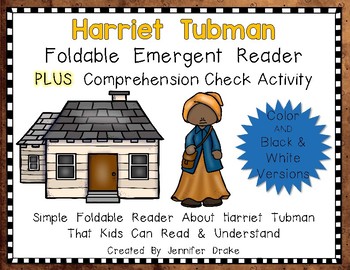 Preview of Harriet Tubman Foldable Emergent Reader ~Color & B&W~ PLUS Printable