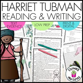 Preview of Harriet Tubman Informative Writing and Reading Comprehension with Text Evidence