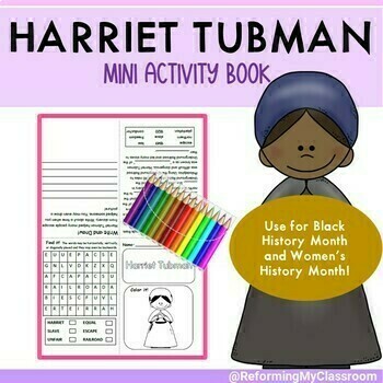 Preview of Harriet Tubman Mini Activity Workbook Sample - Black & Women’s History Month