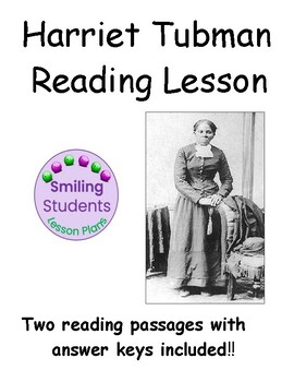 Preview of Harriet Tubman Activities Reading Comprehension Lessons