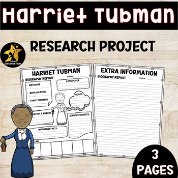 Preview of Harriet Tubman Research Project Bulletin Board Biography Template Women History