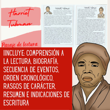 Preview of Harriet Tubman Spanish Reading Comprehension Biography and Activities