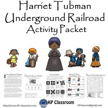 Preview of Harriet Tubman Underground Railroad No Prep Activity Packet and Worksheets