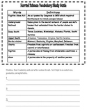 Harriet Tubman Vocabulary Study Guide and Test