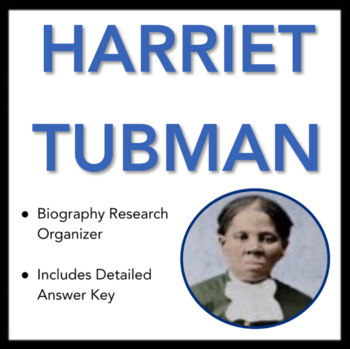 Preview of Harriet Tubman Worksheet - Biography Research Organizer, with Answer Key