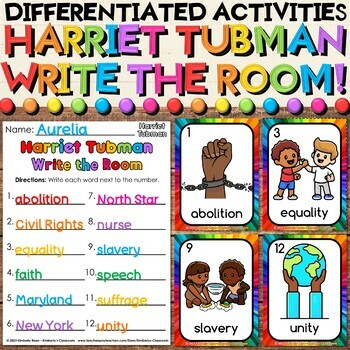 Preview of Harriet Tubman Write the Room Vocabulary Activities for Black History Month