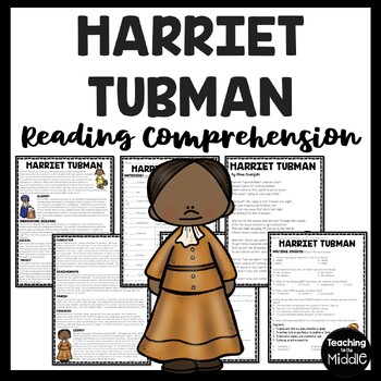 Preview of Harriet Tubman Reading Comprehension Worksheet Slavery Underground Railroad