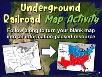 Preview of Harriet Tubman's Underground Railroad MAP ACTIVITY (30 slide PPT with handout)