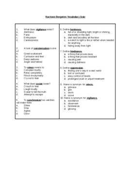 Harrison Bergeron Vocabulary Quiz By Teach Well Ela Tpt