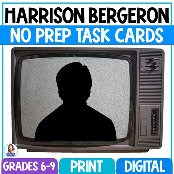 Preview of Harrison Bergeron by Kurt Vonnegut - Short Story Task Cards - Middle School ELA