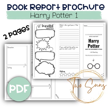Preview of Harry Potter 1 Book Report Brochure, 2 Pages Total