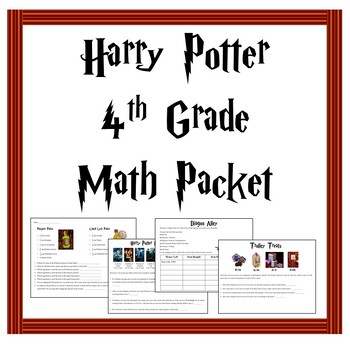 Preview of Harry Potter 4th Grade Math Packet and Room Transformation
