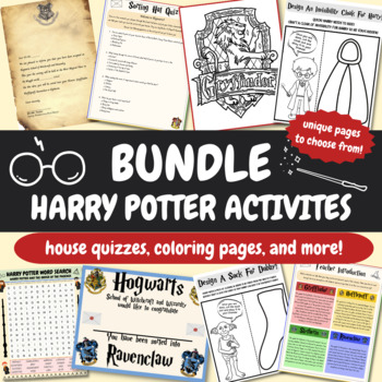 Preview of Harry Potter Activity Bundle | Harry Potter No Prep | Coloring Pages