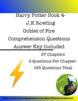 Preview of Harry Potter-Book 4-The Goblet of Fire Comprehension Questions-with ANSWER KEY
