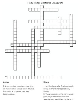 Harry Potter Character Crossword by Northeast Education TPT