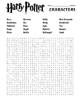 harry potter characters difficult wordsearch and quotes to color sub plan