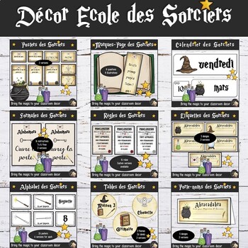 Preview of Wizard Theme Classroom Decor Bundle - French Edition
