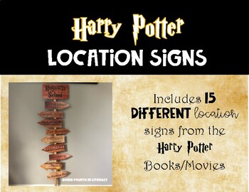 Preview of Harry Potter Classroom Sign Decor - Book Locations