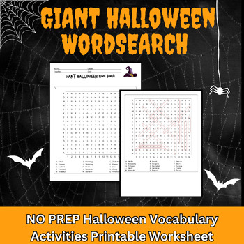 Scary Giant Fun Crossword with answers Halloween Puzzles no prep activity