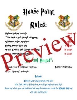 Preview of Harry Potter House Points Rules (EDITABLE!)
