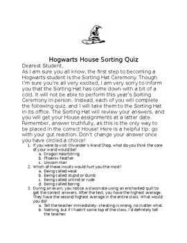 Preview of Harry Potter House Sorting- Sort Your Students into Hogwarts Houses!