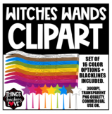 Wizards and Witches Wands Clipart Set for Classroom Decor,