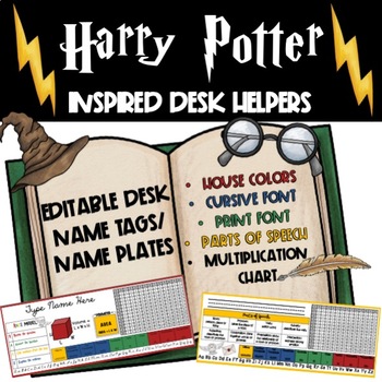 Harry Potter Inspired Editable Desk Helper Name Tags By Teaching