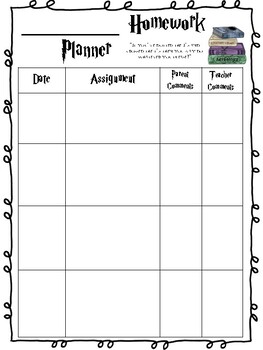 Preview of Harry Potter Inspired Wizard's Homework Planner