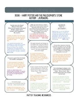 Preview of Harry Potter Learning Log Curriculum for Excellence Scotland