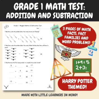 Preview of Harry Potter Math | Grade 1 Math Tests | Addition and Subtraction Test Grade 1