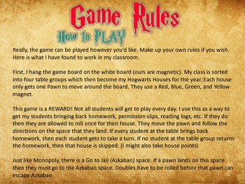 harry potter monopoly rules