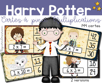 Preview of Harry Potter Multiplications - Cartes à pince - Clip Cards