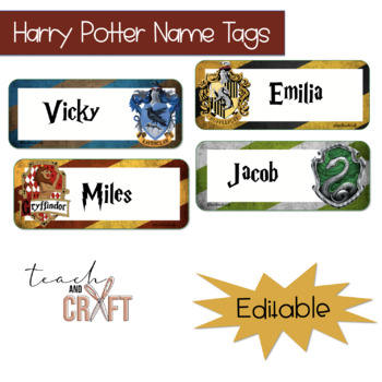 harry potter name tags editable by teachandcraft tpt