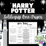 Harry Potter Novel Study One-Pager 