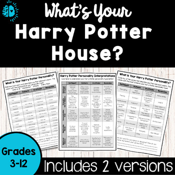 Preview of Harry Potter Personality Sorting Hat Quiz | Harry Potter House | Get to Know You