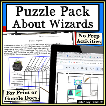 Preview of Wizards Logic Puzzles and Brain Teasers Print or Digital Worksheets