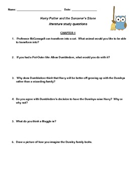 Preview of Harry Potter Sorcerer's Stone book study 75 discussion questions 5 projects DOK