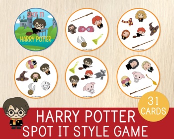 Preview of Harry Potter Spot It, Wizards Dobble Game, Matching Activity, Magic, Party Game