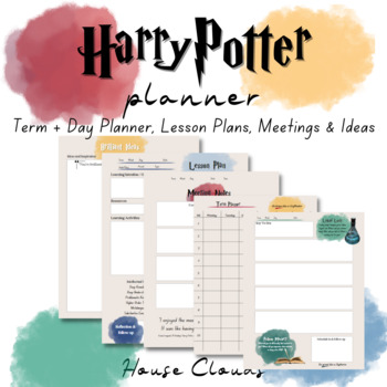 Preview of Harry Potter Teacher Planner Pages - 'House Clouds' Theme